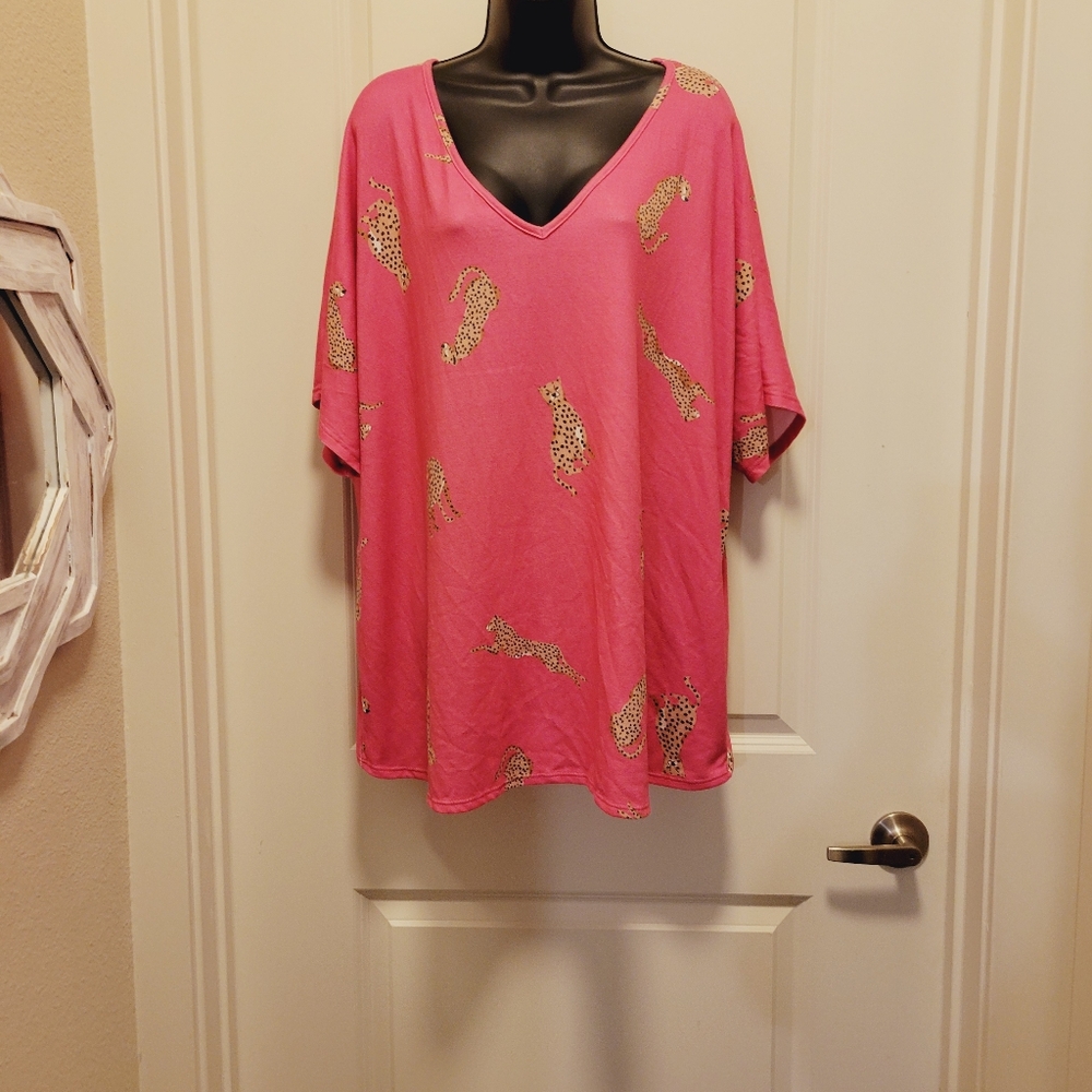 Pink Cheetah Plus Boutique Blouse